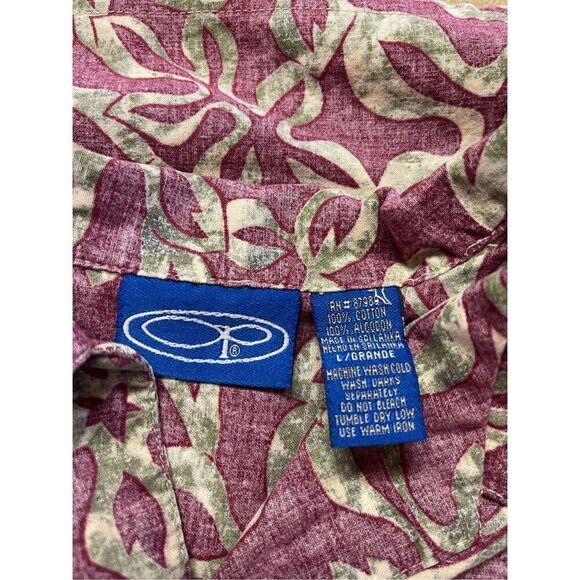 Ocean Pacific Men's Red & Gold Short-Sleeve Casual Button-Up Shirt Large - Picture 11 of 13